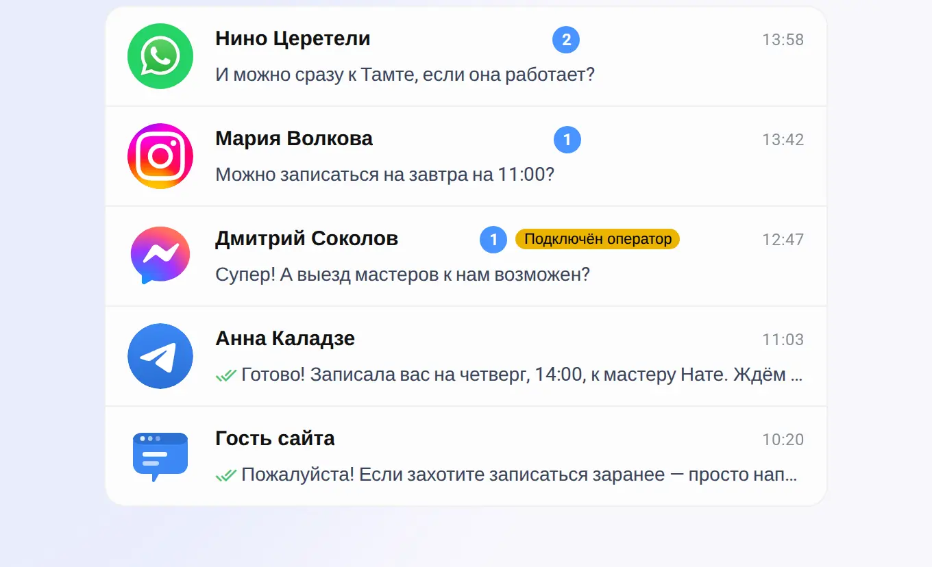 Все каналы — в одном списке